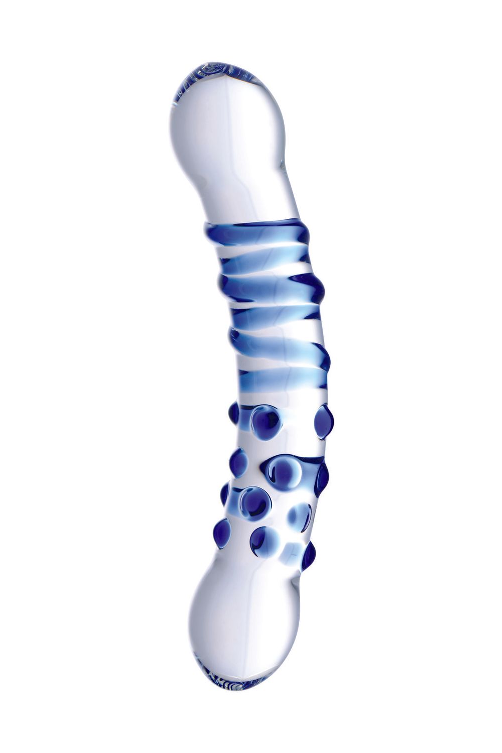 Blu Dual Ended Glass Dildo - Clear/Blue