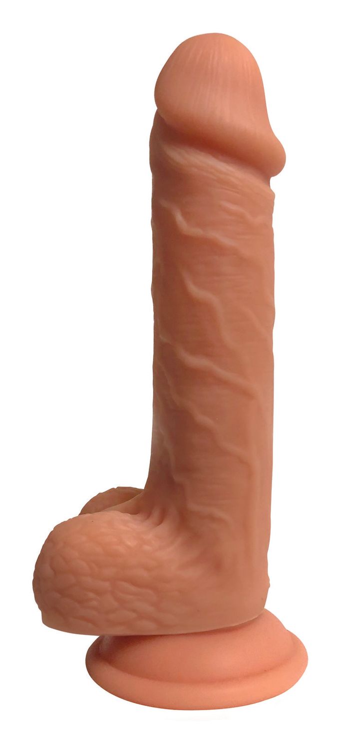 7" Dual Density Silicone Dildo w/ Balls- Light
