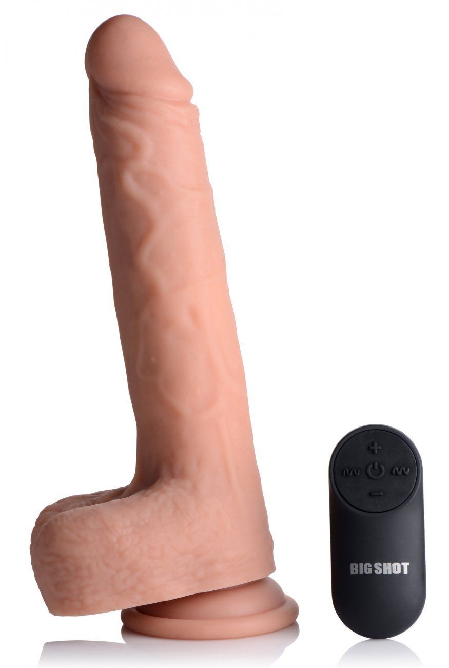 9"  Liquid Silicone Thrusting Dildo w/ Balls - Light