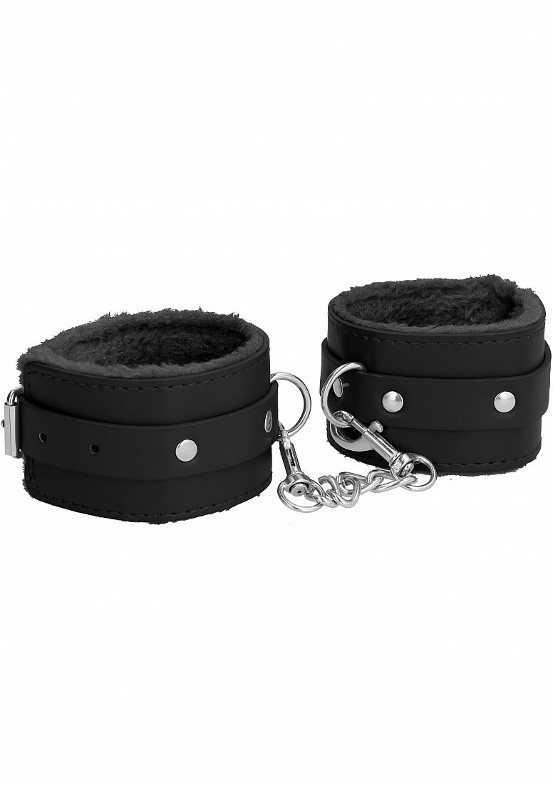 Ouch! - Plush Leather Ankle Cuff - Black