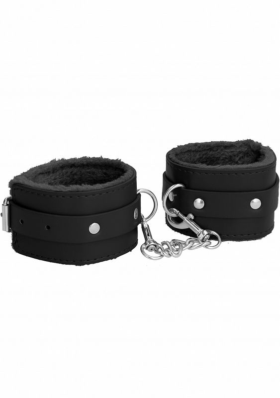Ouch! - Plush Leather Ankle Cuff - Black