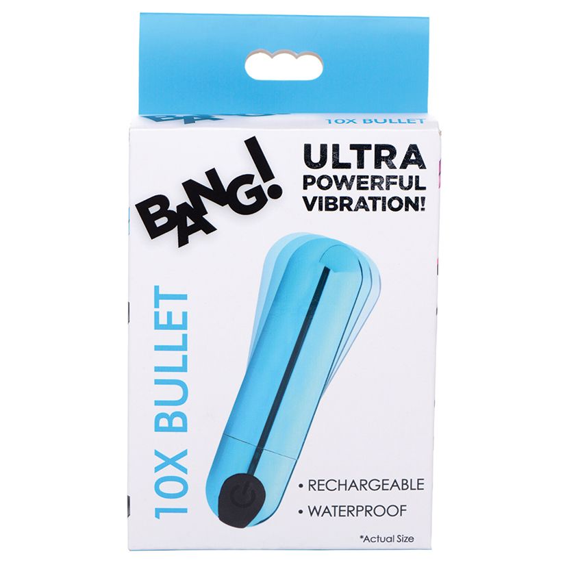 10X Rechargeable Vibrating Metallic Bullet - Blue