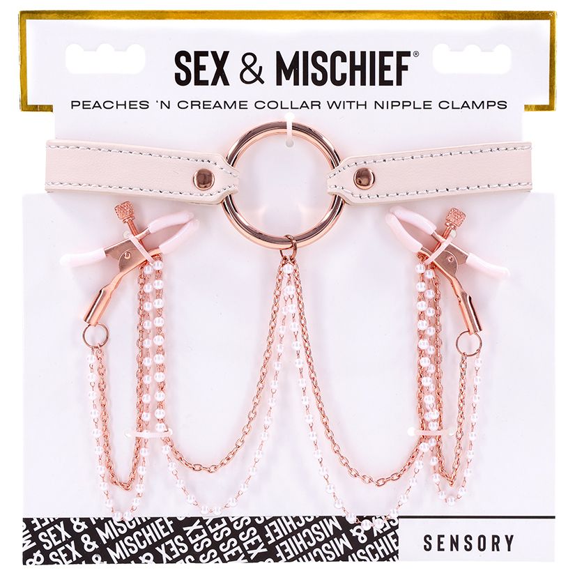 S&amp;M Peaches 'n CreaMe Collar with Nipple Clamps