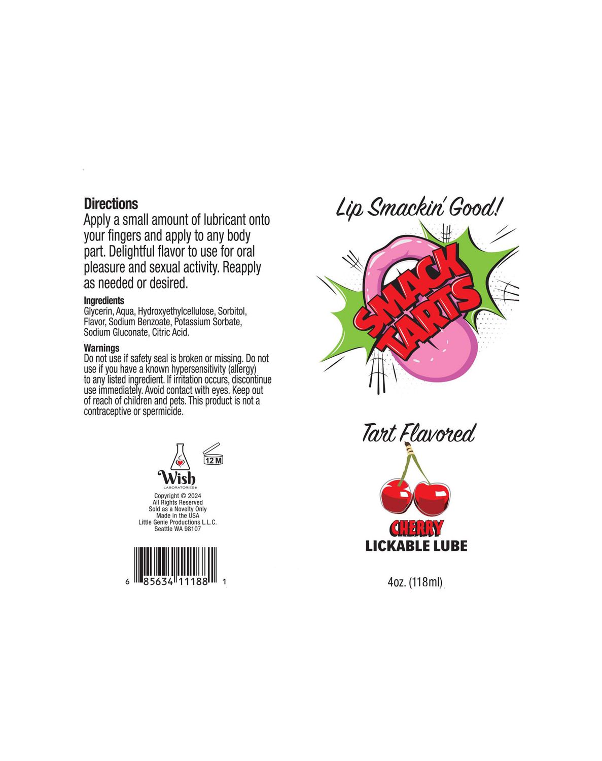 Smack Tarts Lickable Lube-Sour Cherry 4oz