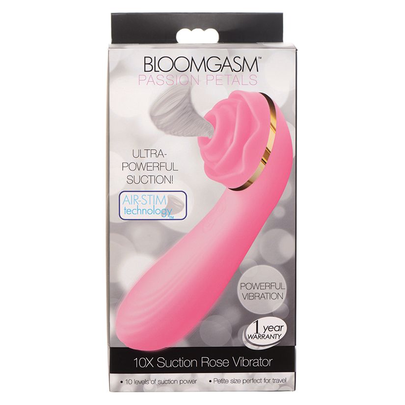 Passion Petals 10X Silicone Suction Rose Vibrator - Pink
