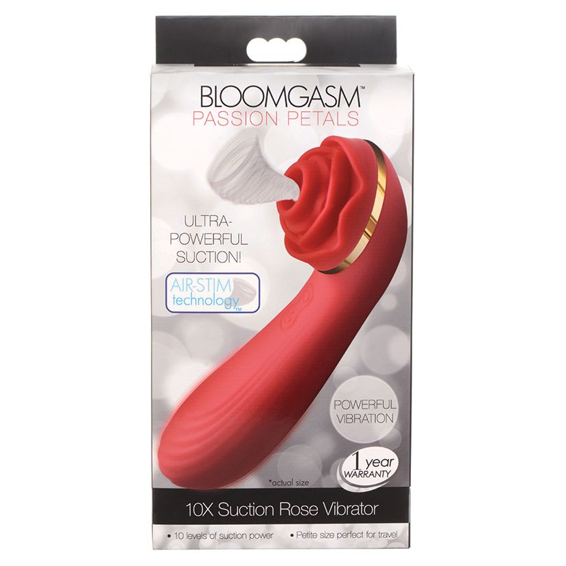 Passion Petals 10X Silicone Suction Rose Vibrator - Red