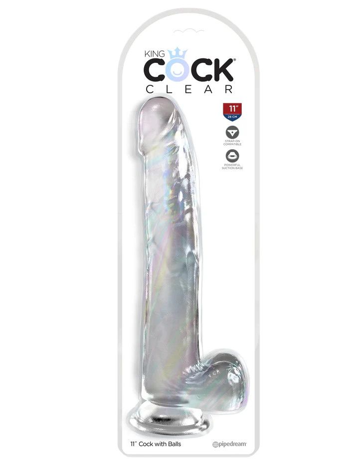 King Cock Clear 11" with Balls - Clear