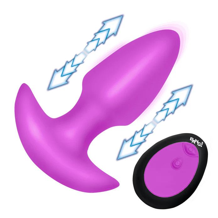 Thrusting &amp; Vibrating Silicone Butt Plug - Purple