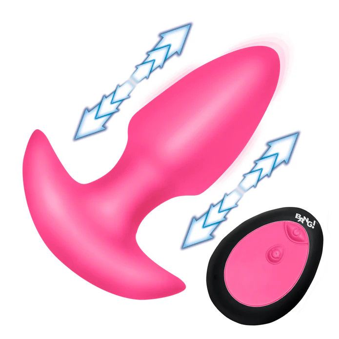 Thrusting &amp; Vibrating Silicone Butt Plug - Pink