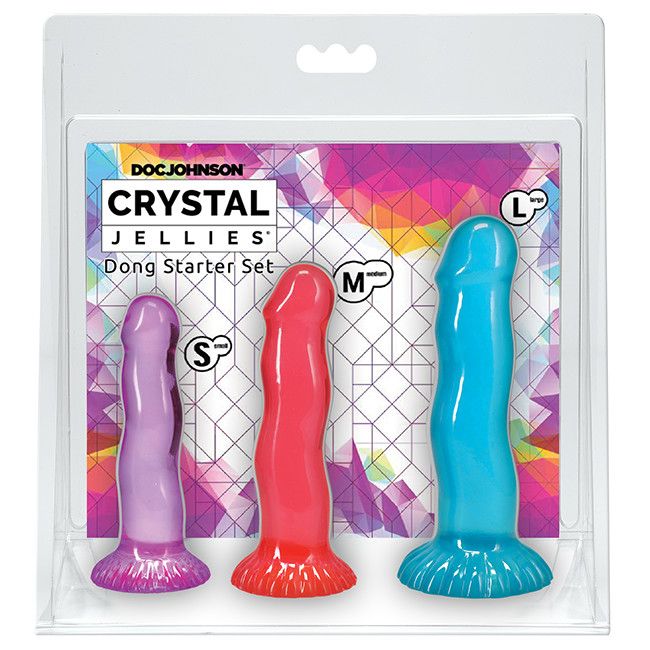 Crystal Jellies - Dong Starter - 3 Piece Set-Purple, Pink, Teal
