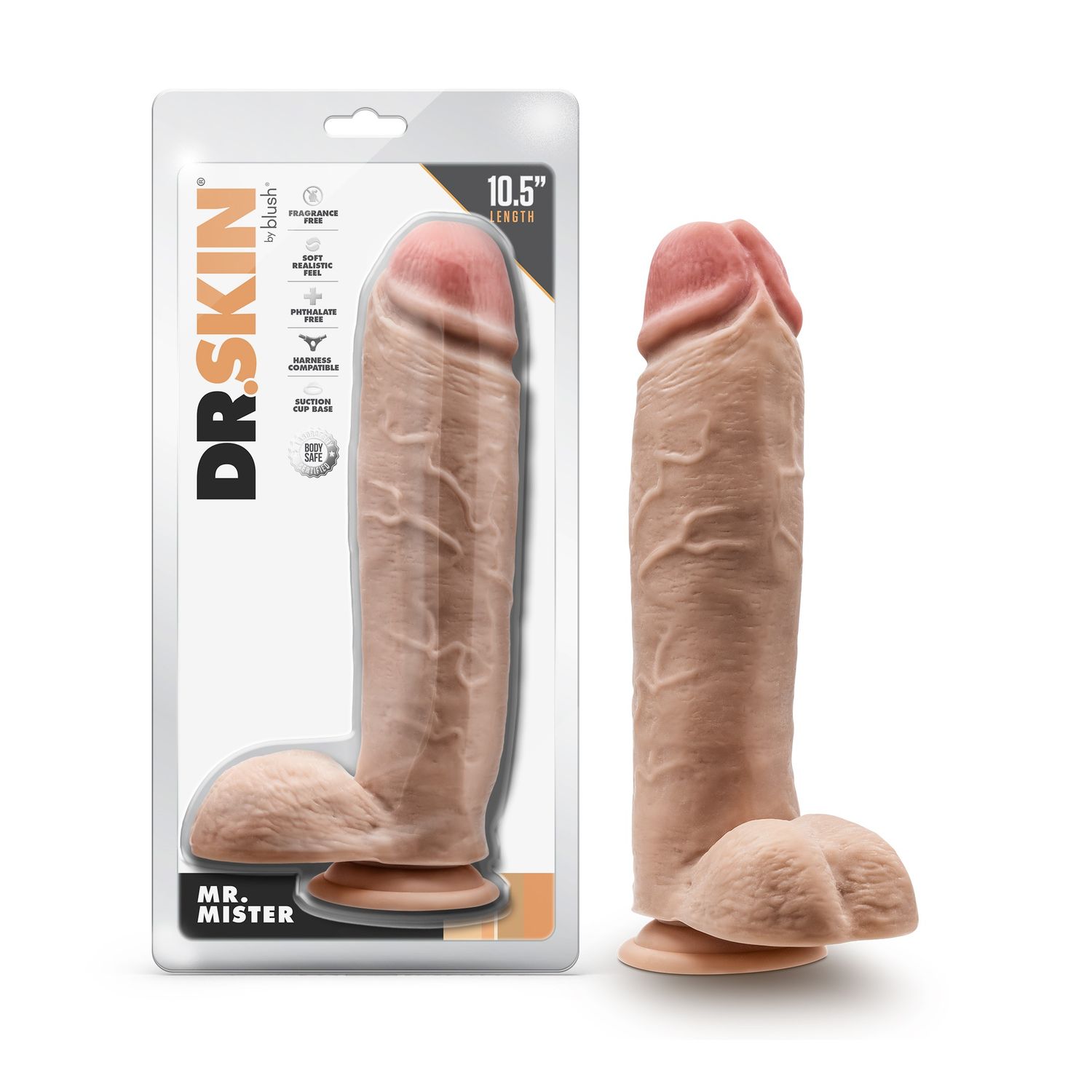 Dr. Skin - Mr. Mister - 10.5 Inch Dildo with Balls - Beige