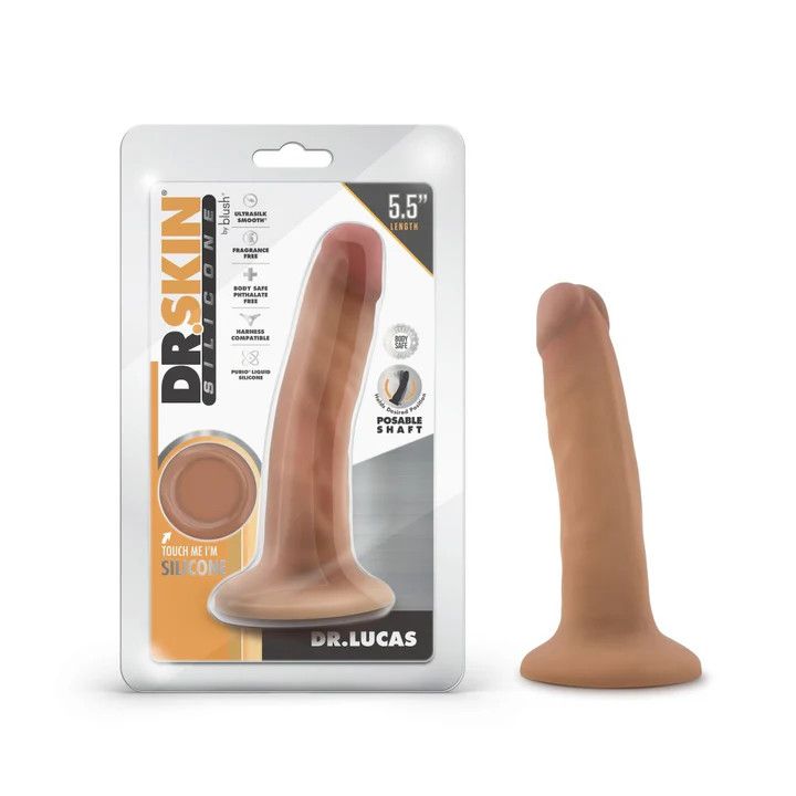 Dr. Skin Silicone - Dr. Lucas - 5.5 Inch Dong with Suction Cup - Mocha