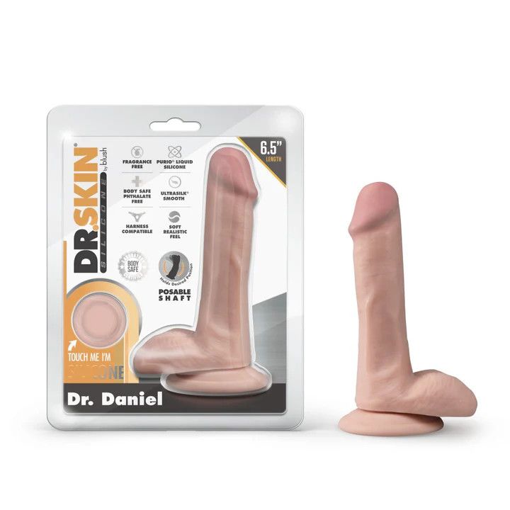 Dr. Skin Silicone - Dr. Daniel - 6.5 Inch Dildo with Suction Cup - Vanilla