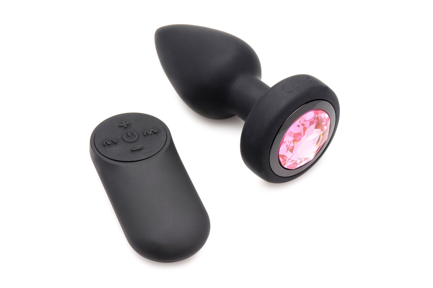 28X Silicone Vibrating Pink Gem Anal Plug w/ Remote - Small