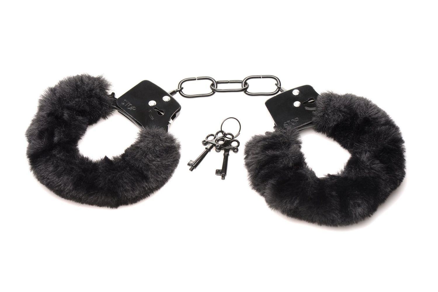 Cuffed in Fur Furry Handcuffs - Black