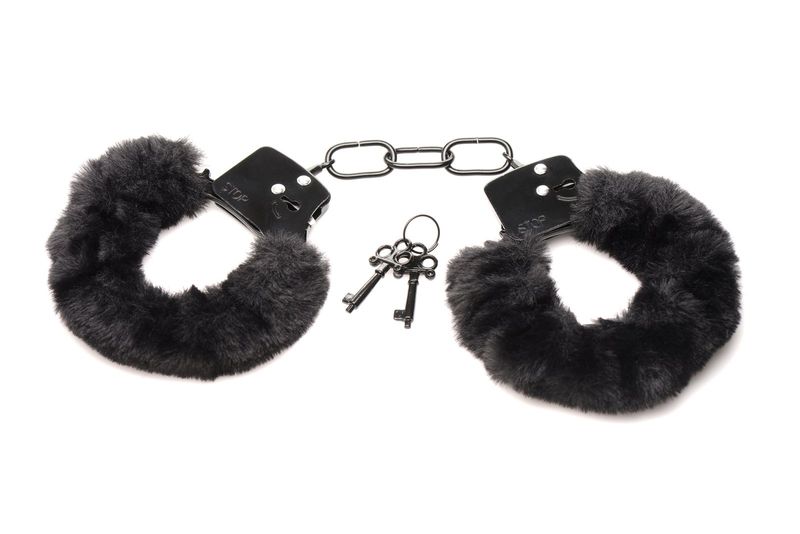 Cuffed in Fur Furry Handcuffs - Black