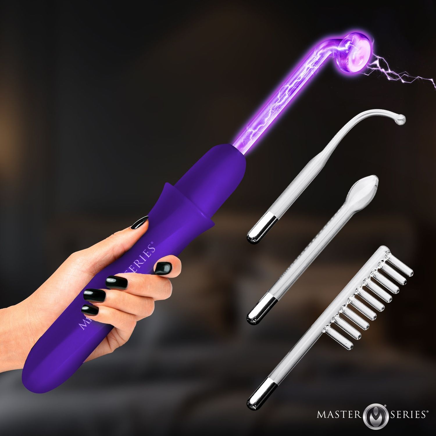 Elektrawand Rechargeable E-Stim Wand with Attachments - Purple