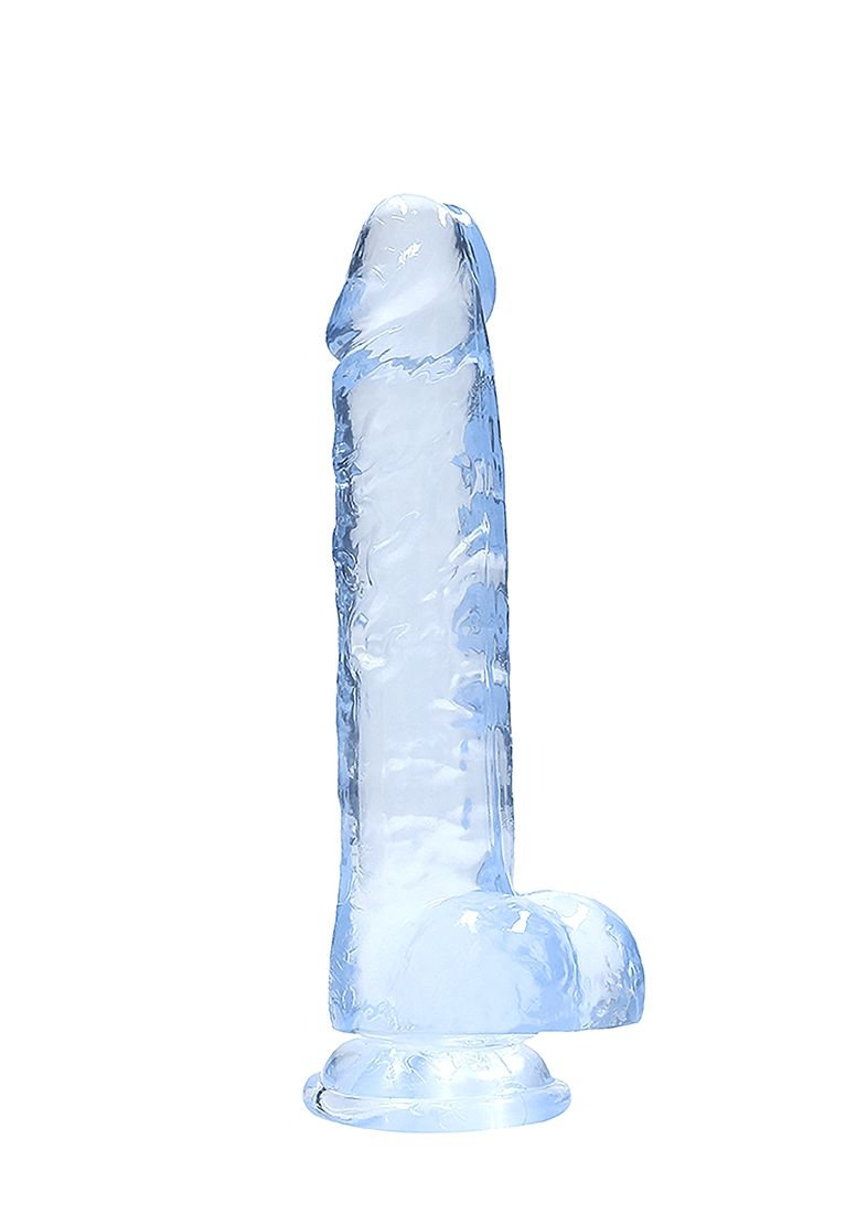 RealRock - Crystal Clear - Realistic Dildo With Balls - 8" - Blue