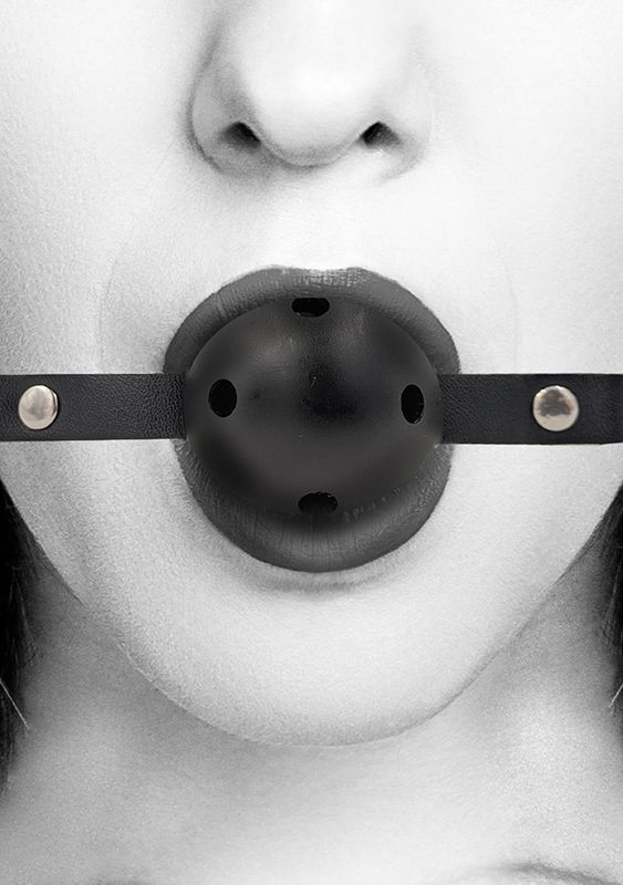 Ouch! Black &amp; White - Breathable Ball Gag - With Bonded Leather Straps