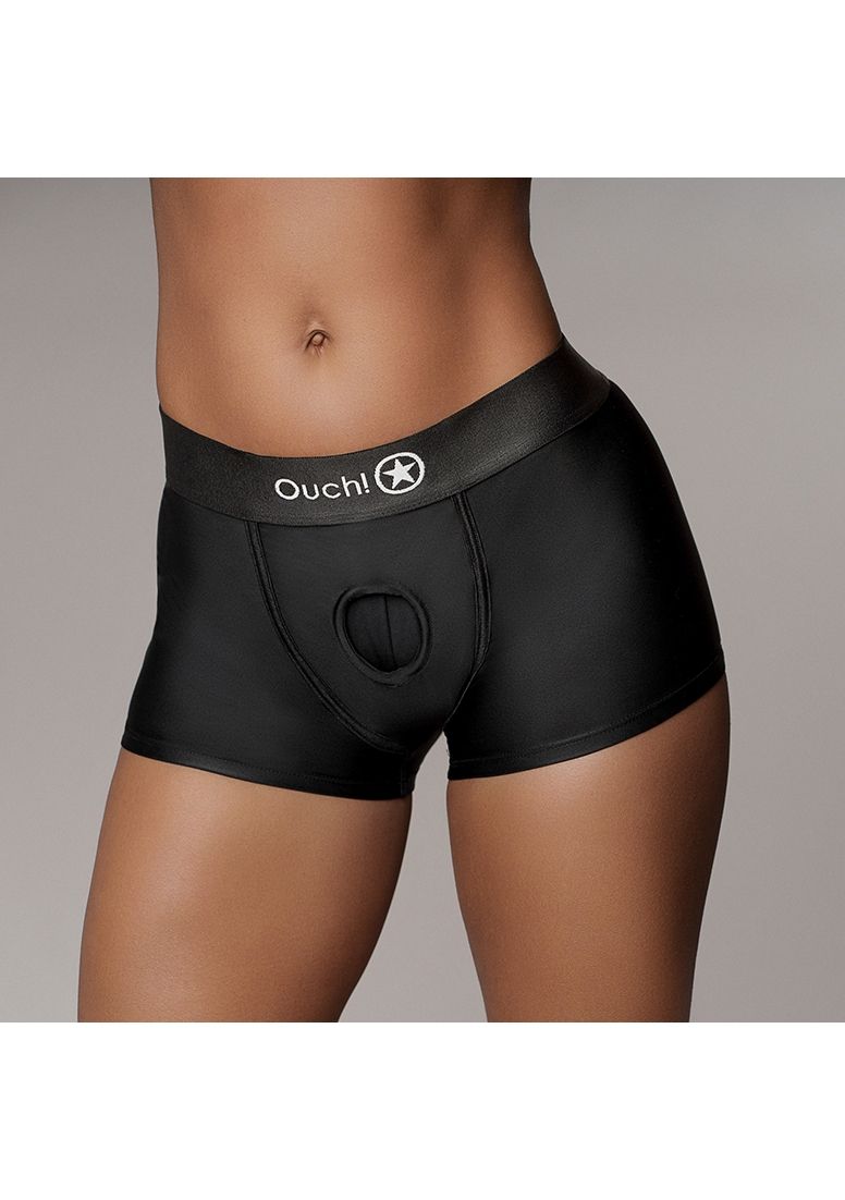 Ouch! - Vibrating Strap-on Boxer - Black - M/L