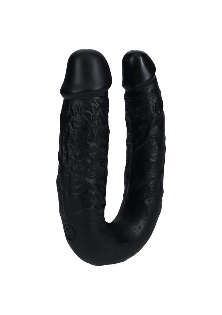 RealRock - Ultra Realistic Skin - U Shaped Double Dildo - 5" - Black