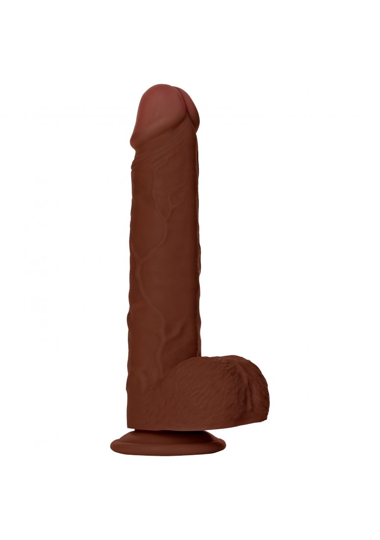 RealRock - Ultra Realistic Skin - Straight Realistic Dildo with Balls - 8" - Brown