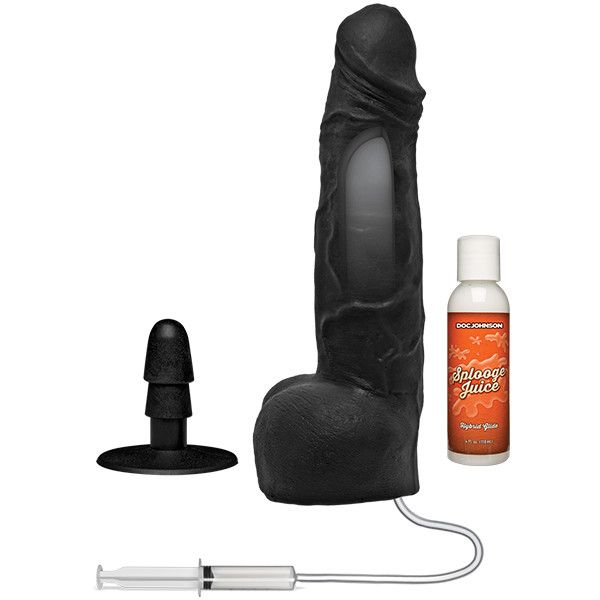 Merci - Squirting Cumplay Cock 10" - With Removable Vac-U-Lock Suction Cup - ULTRASKYN-Black