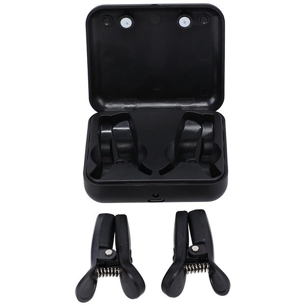 Merci - Vibro Grippers - Wireless Vibrating Nipple Clamps with Rechargeable Case-Black
