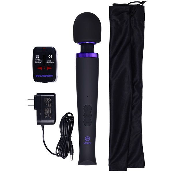 Merci - Rechargeable Power Wand - Ultra-Powerful Silicone Wand Massager-Black, Violet