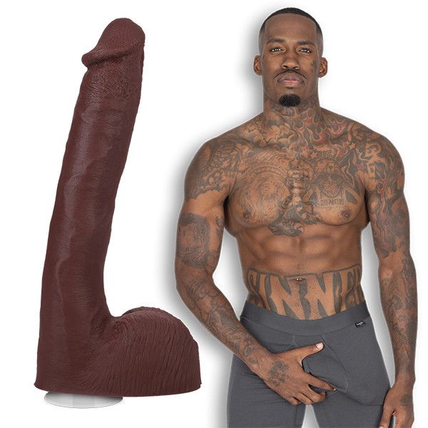 Signature Cocks - Pressure - 10 Inch ULTRASKYN Cock with Removable Vac-U-Lock Suction Cup-Chocolate