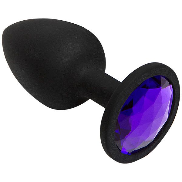 Booty Bling - Jeweled Wearable Silicone Plug - Small-Purple