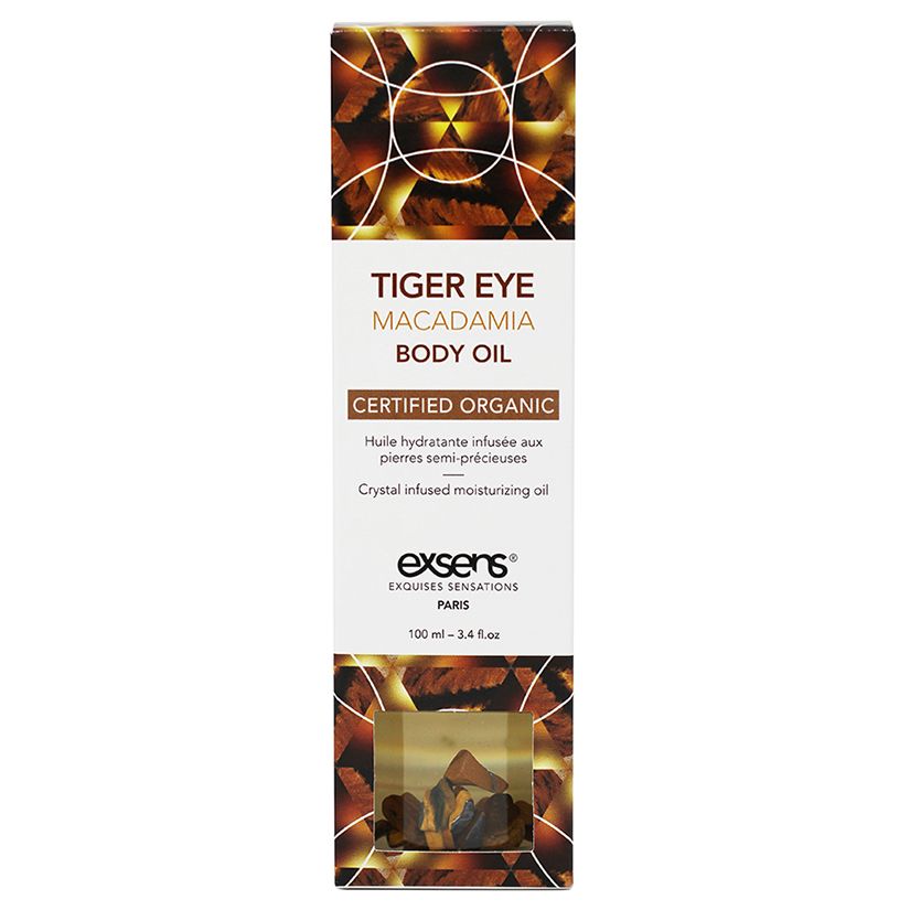 Exsens Organic Body Oil With Stones-Tiger Eye Macadamia