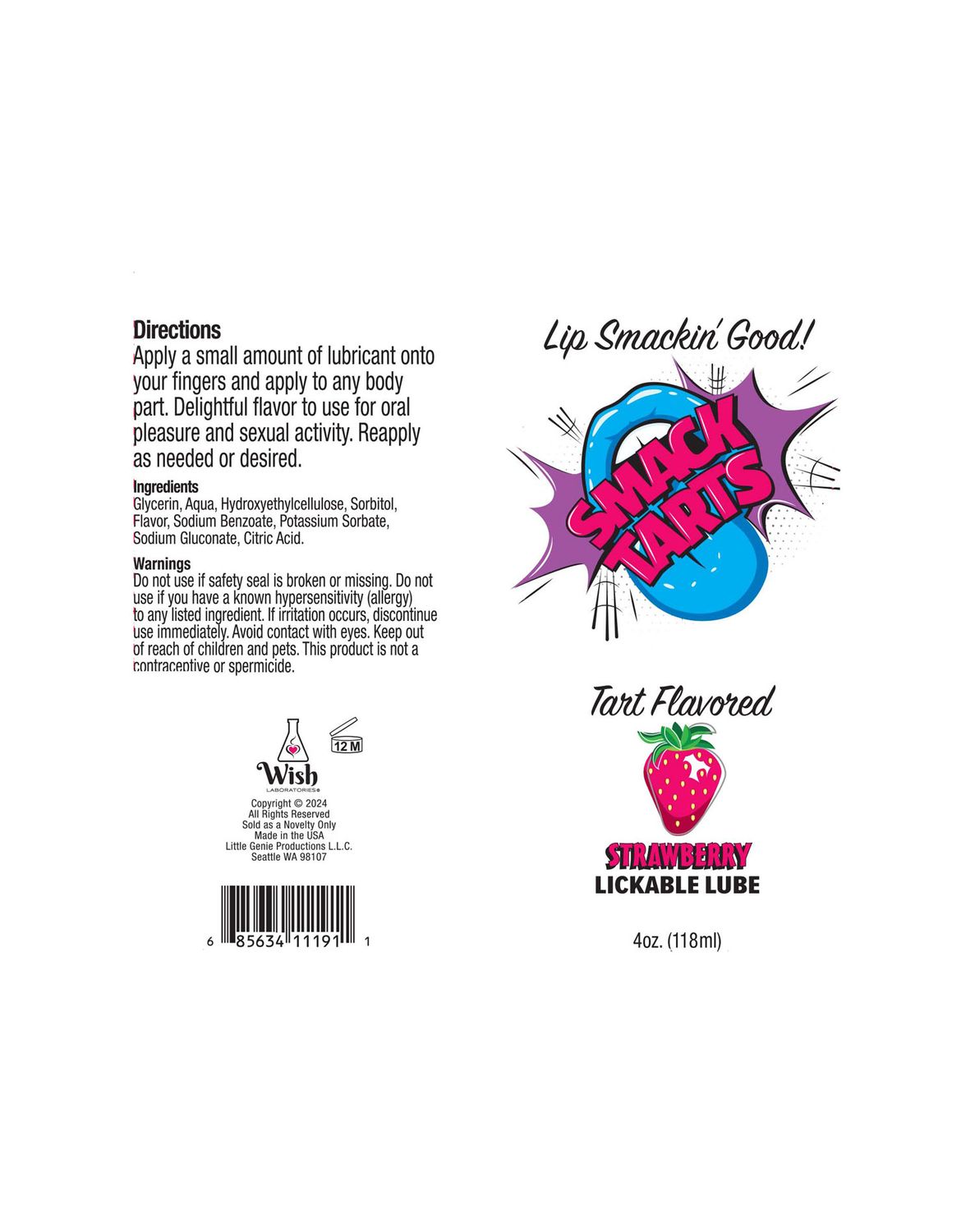Smack Tarts Lickable Lube-Sour Strawberry 4oz