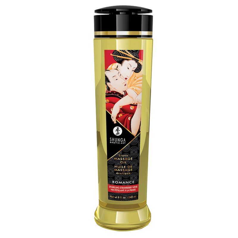 Shunga Erotic Massage Oil Romance - Sparkling Strawberry Wine 8.5oz