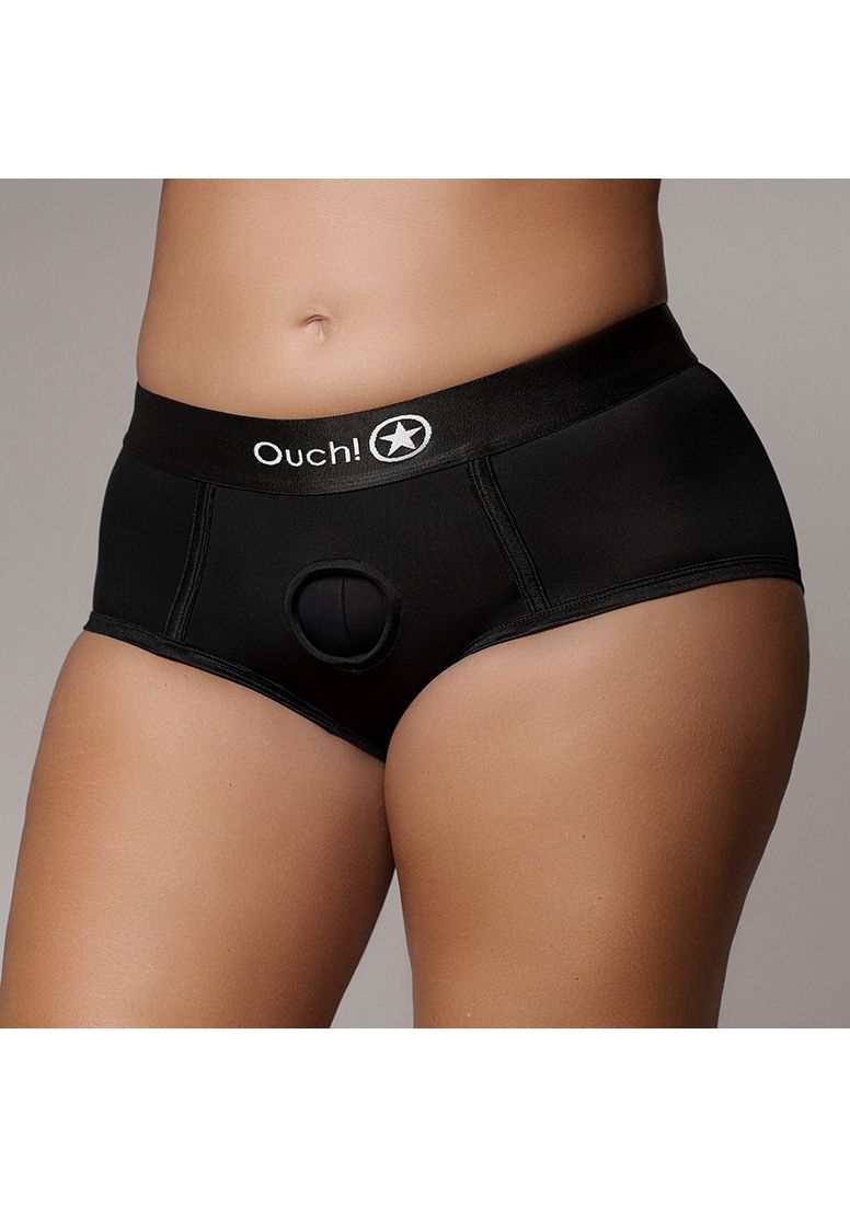 Ouch! - Vibrating Strap-on Brief - Black - XL/XXL