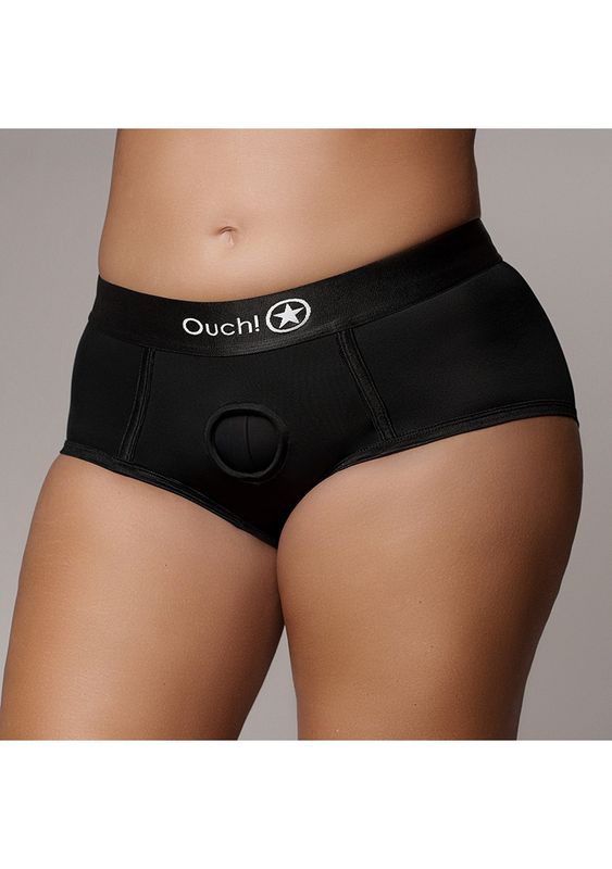 Ouch! - Vibrating Strap-on Brief - Black - XL/XXL