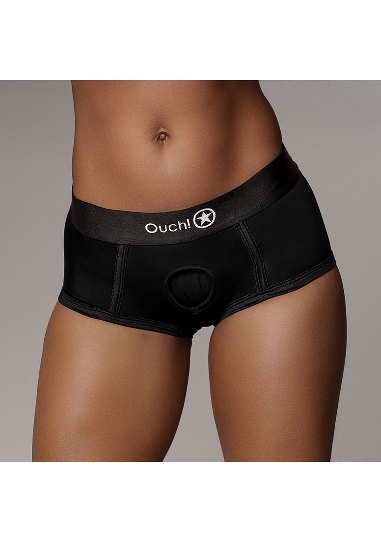 Ouch! - Vibrating Strap-on Brief - Black - M/L