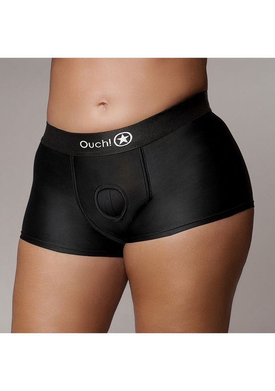 Ouch! - Vibrating Strap-on Boxer - Black - XL/XXL