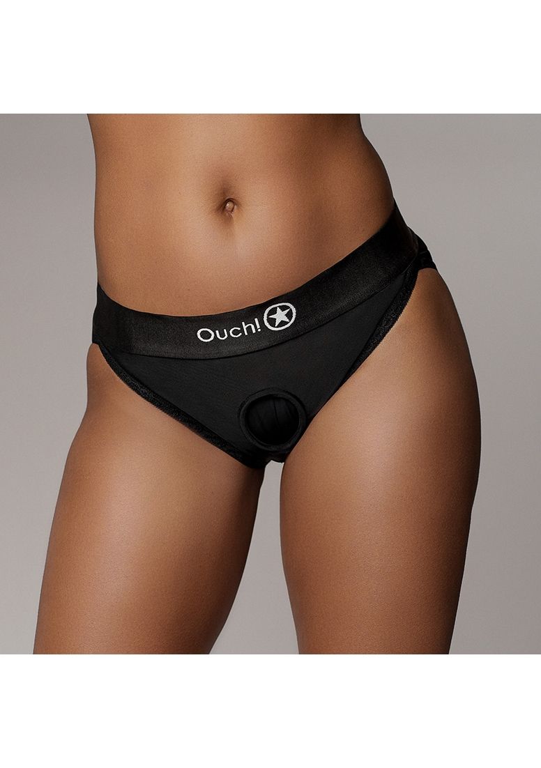 Ouch! - Vibrating Strap-on Hipster - Black - M/L