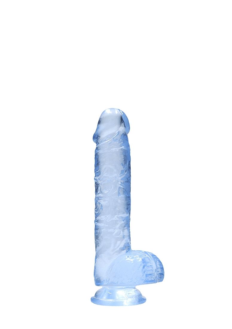 RealRock - Crystal Clear - Realistic Dildo With Balls - 6" - Blue