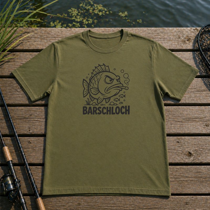 Angler T-Shirt „Barschloch“ – Lustiges Barsch Shirt für Angler mit Humor
