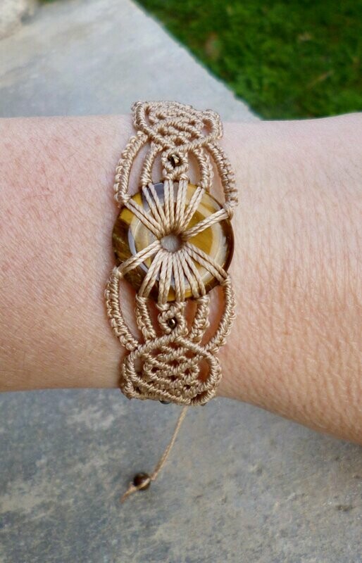 Bracelet macramé donut Oeil de Tigre