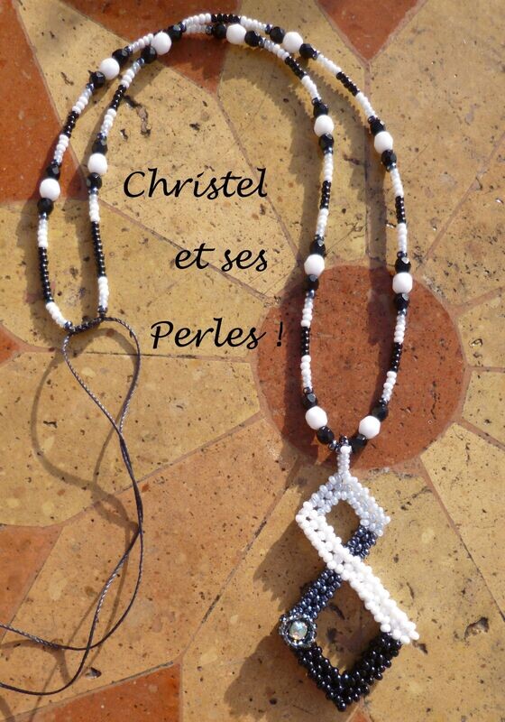Pendentif Art Déco noir/blanc/gris