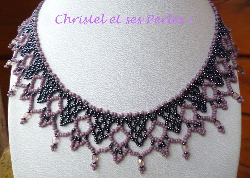 Collier perles, petite folie Parme et hématite