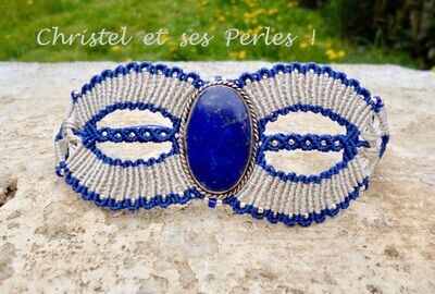 Bracelet macramé et Lapis Lazuli serti