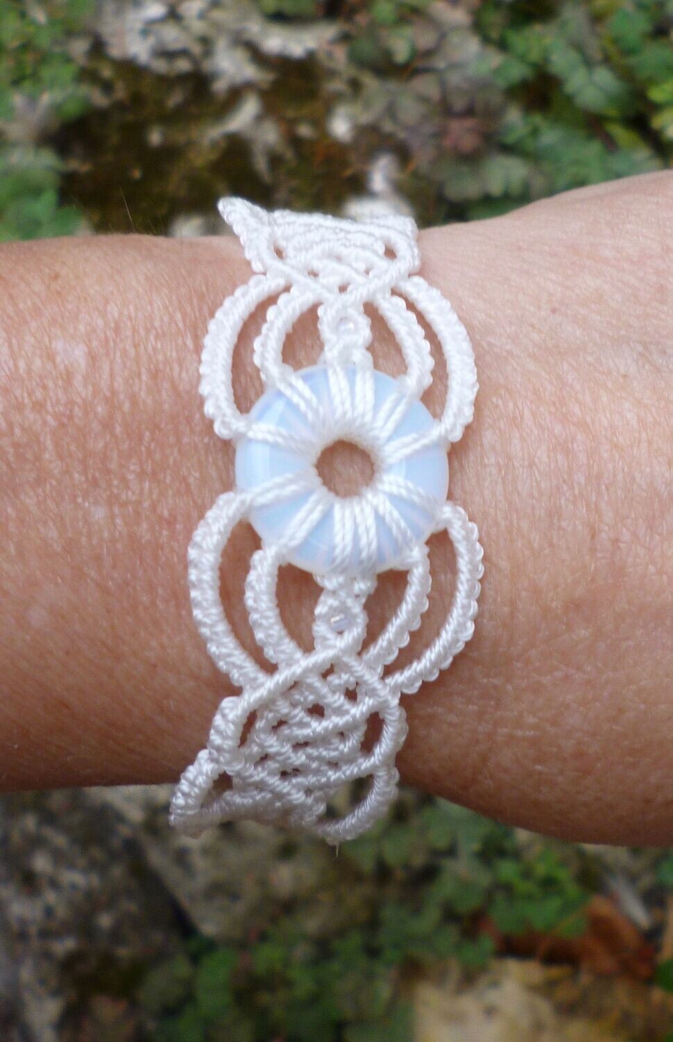 Bracelet macramé blanc et Donut
