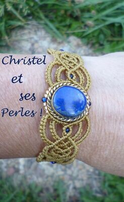 Bracelet macramé et Lapis Lazuli serti