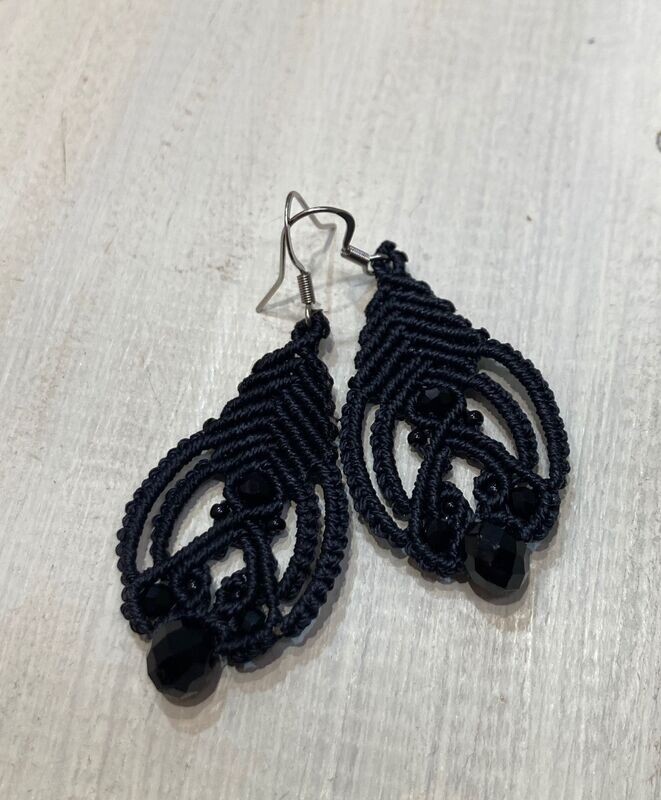 Boucles d'oreilles macramé Dentelles noires