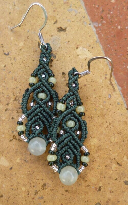 Boucles d'oreilles macramé Aventurine