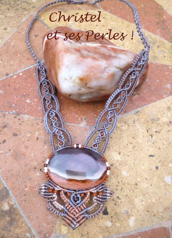 Collier macramé feuilles et Jaspe